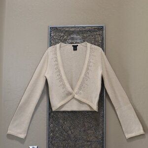 Calvin Klein Jeans Cropped Ecru Cardigan